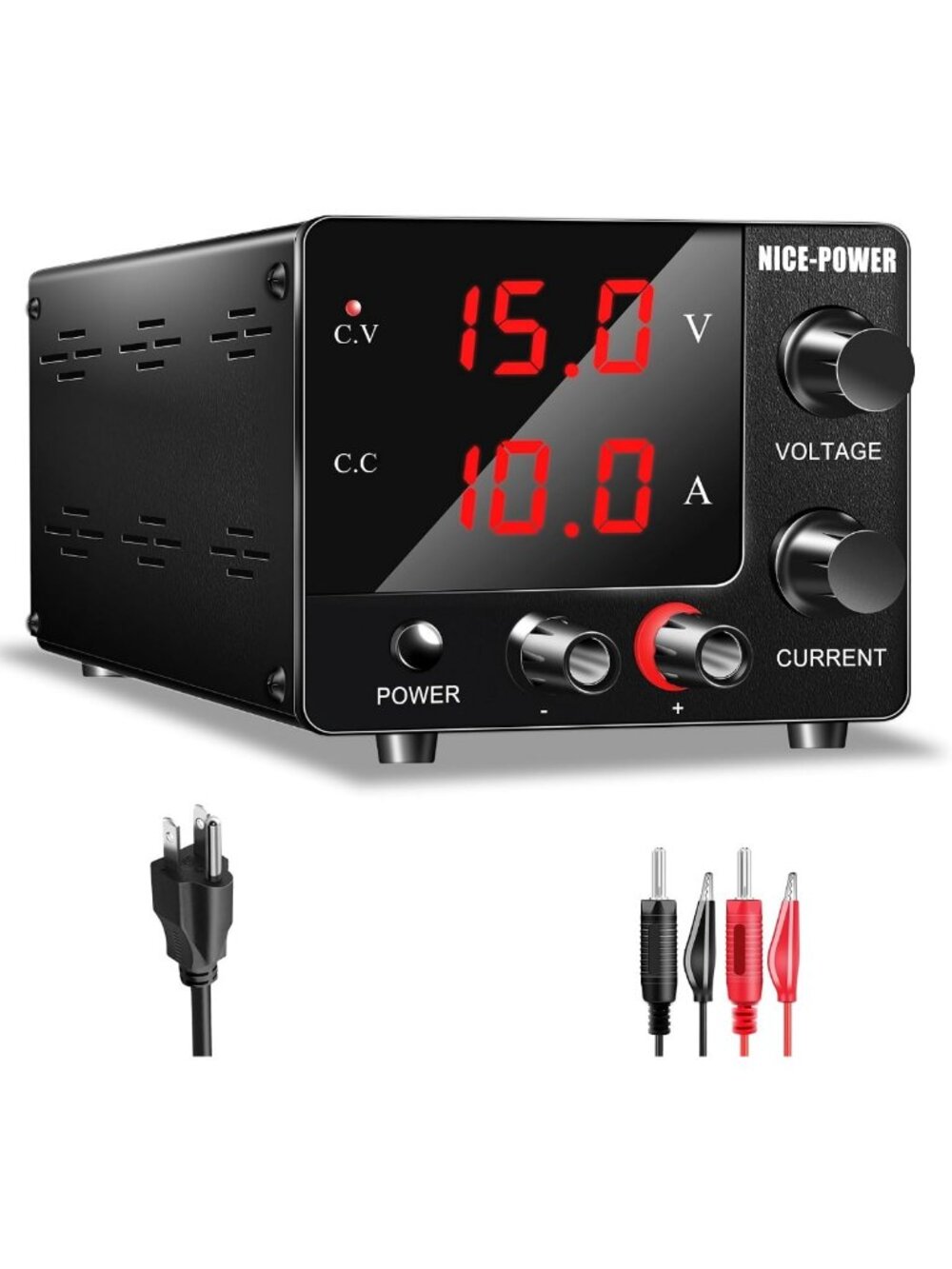 Variable DC Power Supply 0-30V 10A, Adjustable Voltage & Current, LED Display
